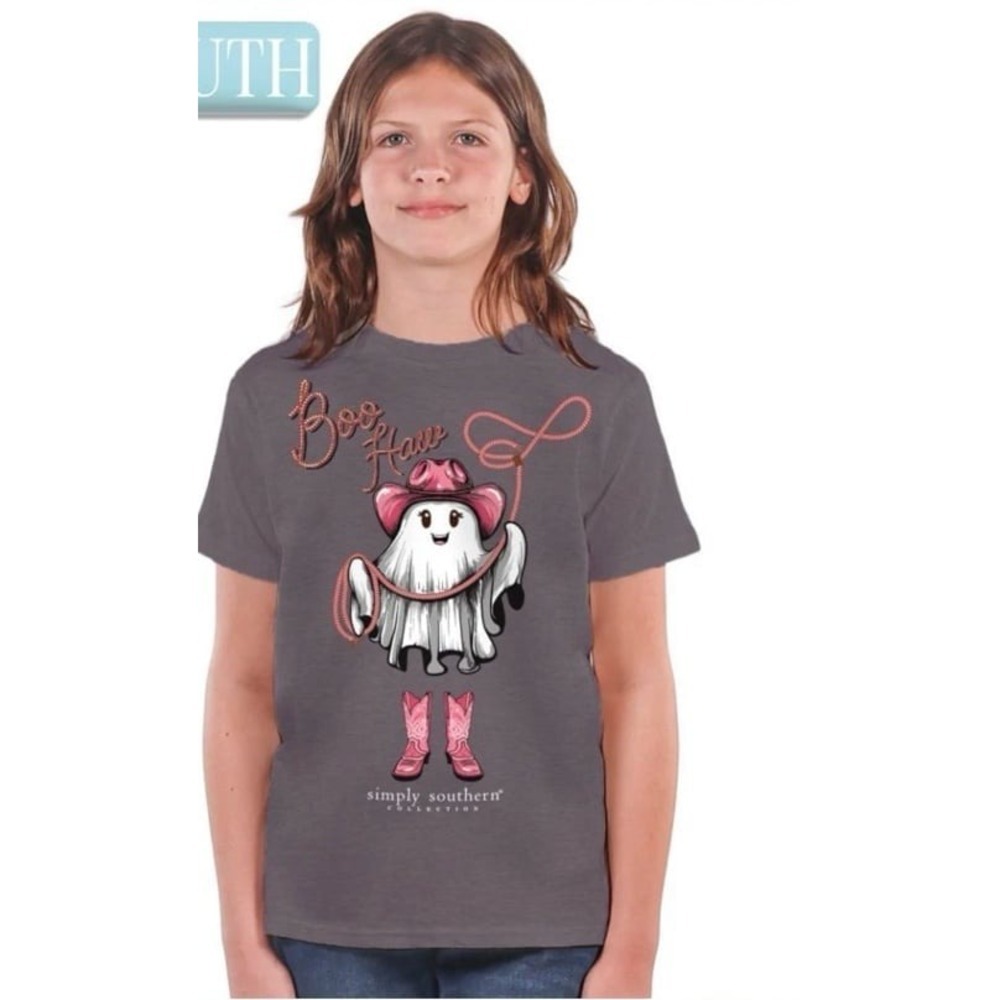 New Girls Simply Southern Boo Haw Ghost Halloween - Cowgirl - youth medium T-Shi - Picture 6 of 9